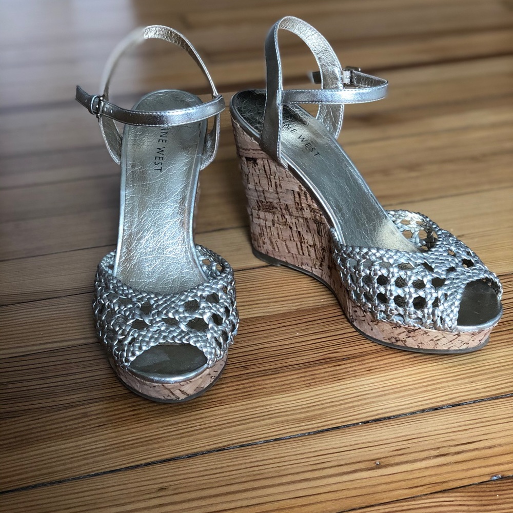 Nine West Gold Casataug Wedge Sandals